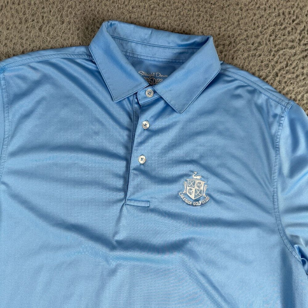 Straight Down Shirt Mens Medium Solid Blue Golf Polo‎ Performance Sturdy Collar